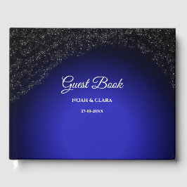 Libro De Visitas Boda celeste Luna y Estrellas plenas azul medio no