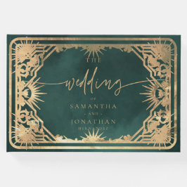 Libro De Visitas Boda Celestial de Emerald Green y Faux Gold Tarot