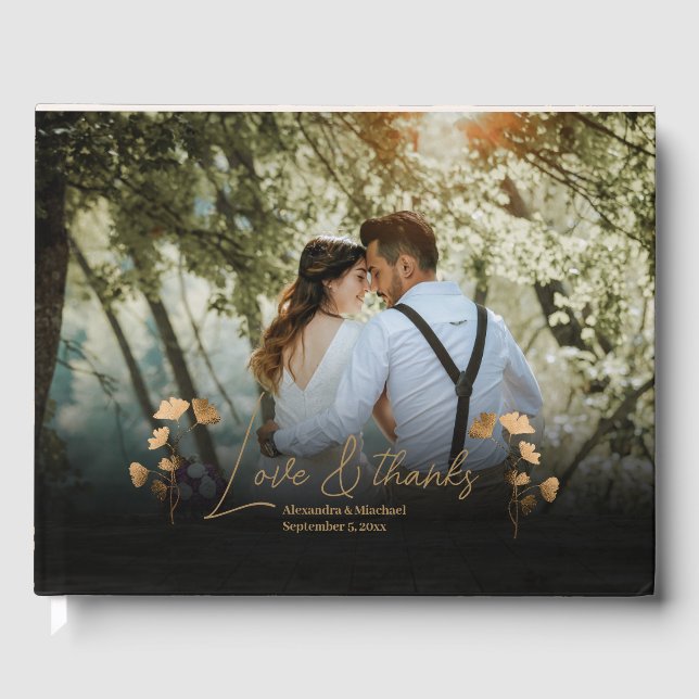 Libro De Visitas Boda Celestial de Oro Negro Místico (Anverso)