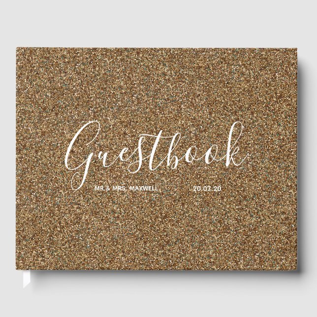 Libro De Visitas Boda Chic Brillo Dorado (Anverso)