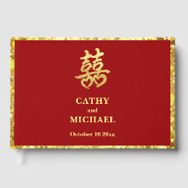 Libro De Visitas Boda chino doble felicidad corazón formal rojo