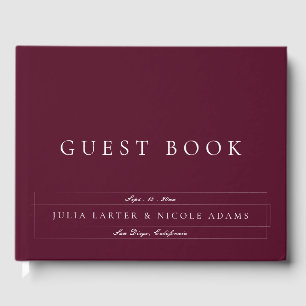 Libro De Visitas Boda Clásica Burgundy Ivory Caligrafía