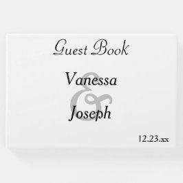 Libro De Visitas Boda Clásica de Blanco y Negro Monograma
