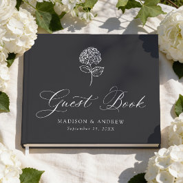 Libro De Visitas Boda Clásica de Hortensias con Carbón Vegetal