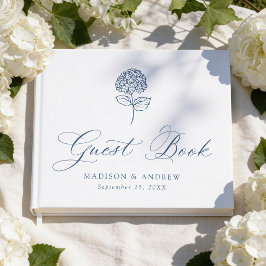 Libro De Visitas Boda Clásica de Hortensias Navy