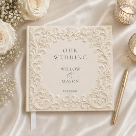 Libro De Visitas Boda Clásica Elegante Floral Marfil