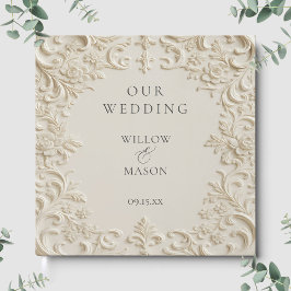 Libro De Visitas Boda Clásica Elegante Floral Marfil