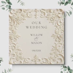 Libro De Visitas Boda Clásica Elegante Floral Marfil