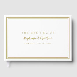 Libro De Visitas Boda clásica simple moderna dorada y blanca chic