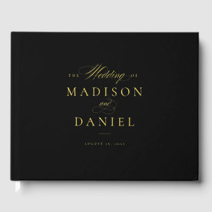 Libro De Visitas Boda Clásico de Guión Elegante y Negro