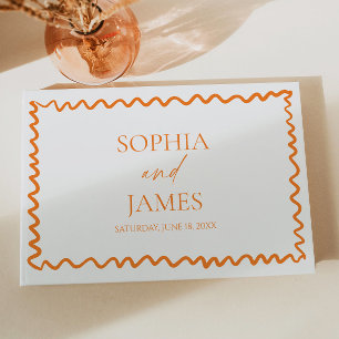 Libro De Visitas Boda con borde ondulado de naranja cítrica caprich