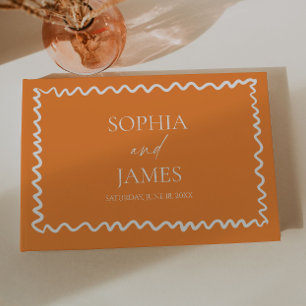 Libro De Visitas Boda con borde ondulado de naranja cítrica caprich