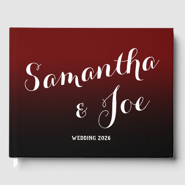 Libro De Visitas Boda con efecto Ombre Burgundy y Negro (Anverso)