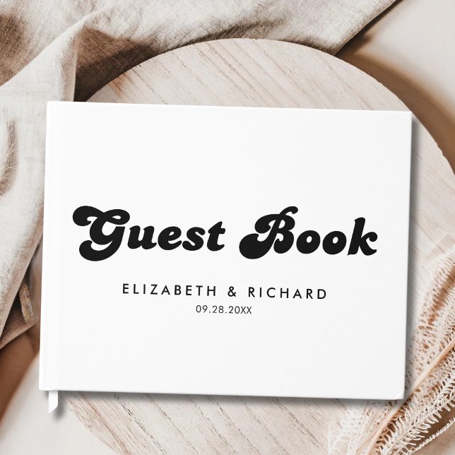 Libro De Visitas Boda con Estilo Retro en Blanco y Negro (Retro black and white guest book captures heartfelt messages with a stylish, timeless feel.)