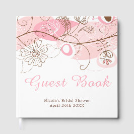 Libro De Visitas Boda con giro floral rosa