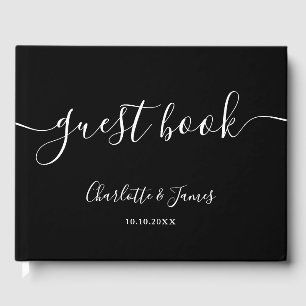 Libro De Visitas Boda con guión de firma en blanco y negro