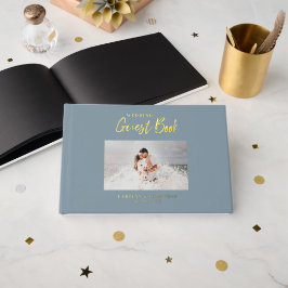 Libro De Visitas Boda con guión Foto Boda Náutica Azul
