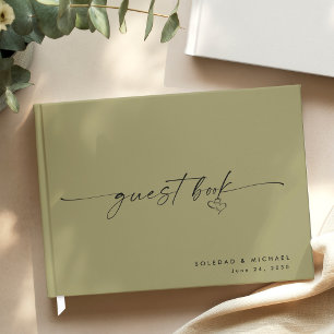 Libro De Visitas Boda con guión minimalista moderno sage