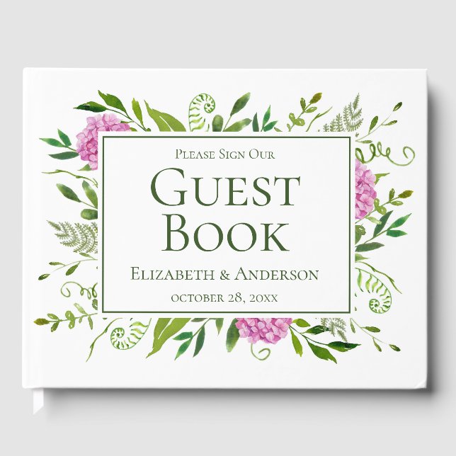 Libro De Visitas Boda con Hortensia Rosa (Anverso)