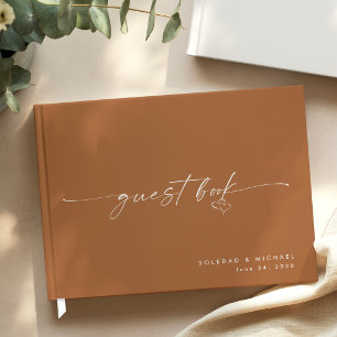 Libro De Visitas Boda con Letra de Terracota Minimalista Moderna