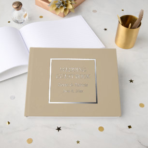 Libro De Visitas Boda con Letra Estilizada en Caqui