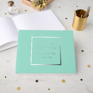 Libro De Visitas Boda con Letra Estilizada Seafoam Simple