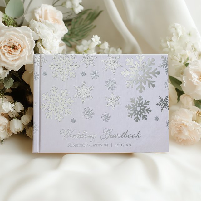 Libro De Visitas Boda Copos de Nieve de Invierno (Winter Silver Snowflakes Wedding Foil Guest Book
#winterwedding #holidaywedding #modernwedding)
