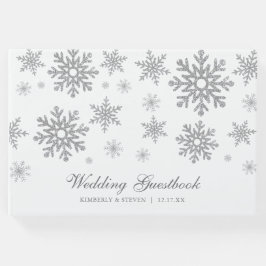 Libro De Visitas Boda Copos de Nieve Plateados de Invierno