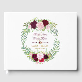Libro De Visitas Boda Corona Floral Burgundy Marsala