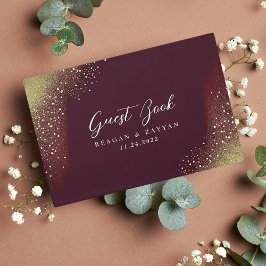 Libro De Visitas Boda Crimson Profundo de Noche Starry