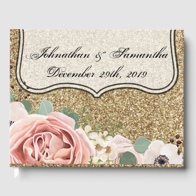 Libro De Visitas boda de 122 páginas Rosa de Jardín Geométrico (Anverso)