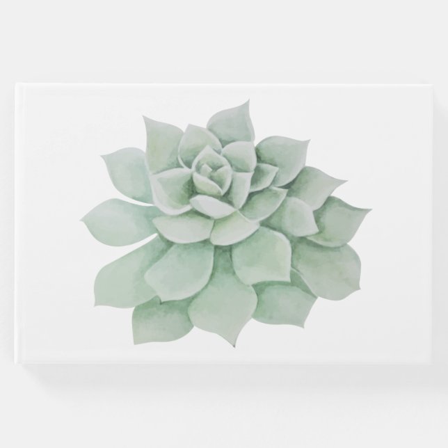 Libro De Visitas Boda de acuarela de cactus suave verde (Anverso)