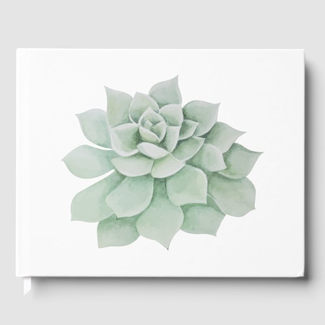 Libro De Visitas Boda de acuarela de cactus suave verde (Anverso)
