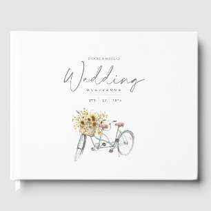 Libro De Visitas Boda de acuarela de girasol rústico para bicicleta