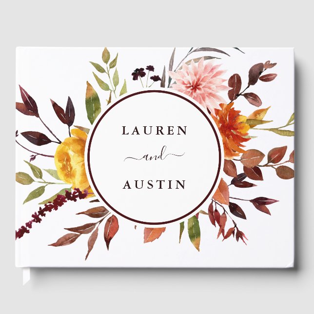 Libro De Visitas Boda de Acuarela de Jardín de Otoño (Anverso)