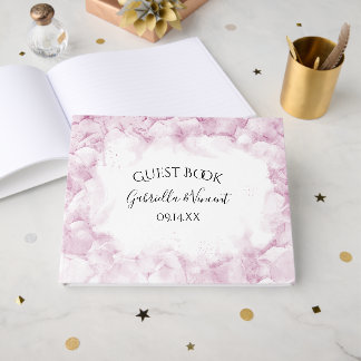 Libro De Visitas Boda de acuarela de las flores de hidrangea rosa p