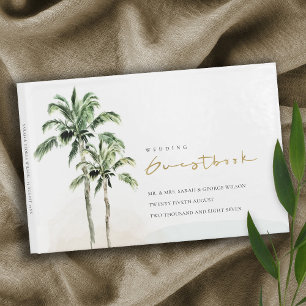 Libro De Visitas Boda de acuarela de las palmeras tropicales