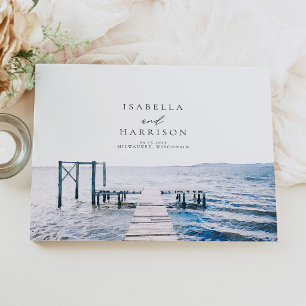 Libro De Visitas Boda de Acuarela de Muelle de Lago de Destino MAIR