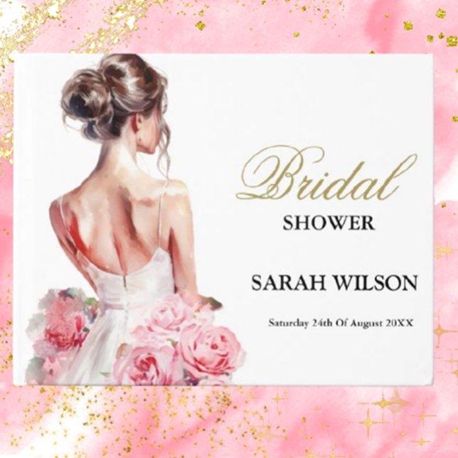 Libro De Visitas Boda de acuarela de presupuesto (Capture memories beautifully with our Budget Watercolor Wedding Gown Guest Book. Designed by Brett D)