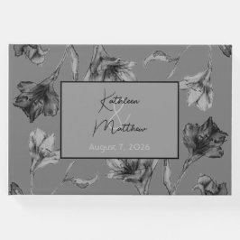 Libro De Visitas Boda de acuarela floral gris suave