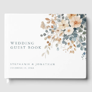 Libro De Visitas Boda de acuarela floral suave de tono de tierra