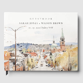 Libro De Visitas Boda de acuarela Montpelier City Scape Vermont