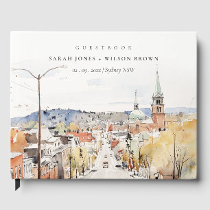 Libro De Visitas Boda de acuarela Montpelier City Scape Vermont