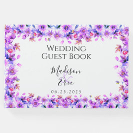 Libro De Visitas Boda de acuarela morado floral