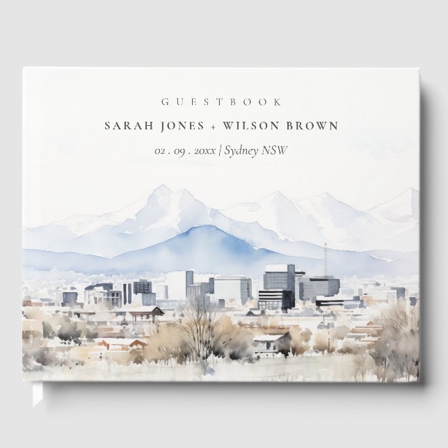 Libro De Visitas Boda de acuarela Utah de Salt Lake City (Anverso)