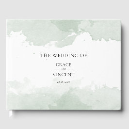 Libro De Visitas Boda de acuarela verde abstracto