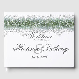 Libro De Visitas Boda de aliento de encaje blanco y bebés