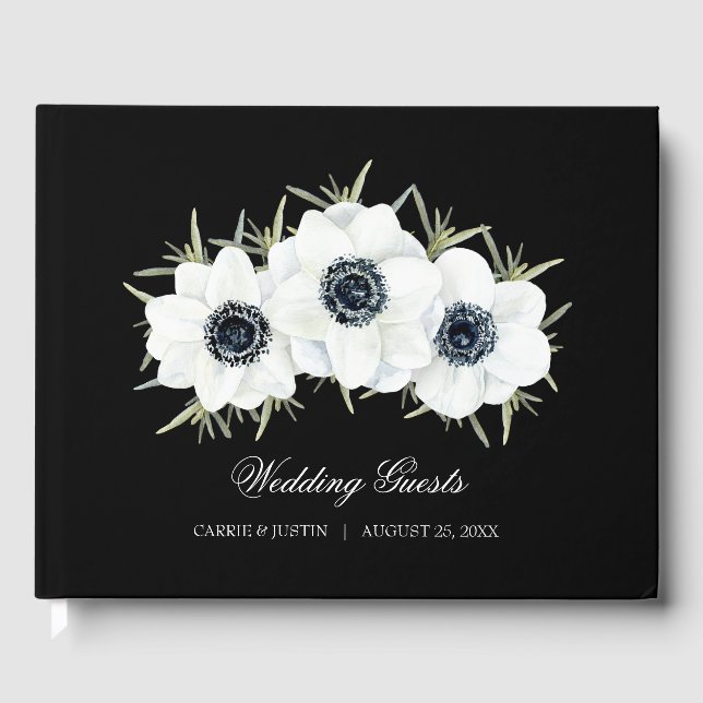 Libro De Visitas Boda de anémonas florales de acuarela (Anverso)