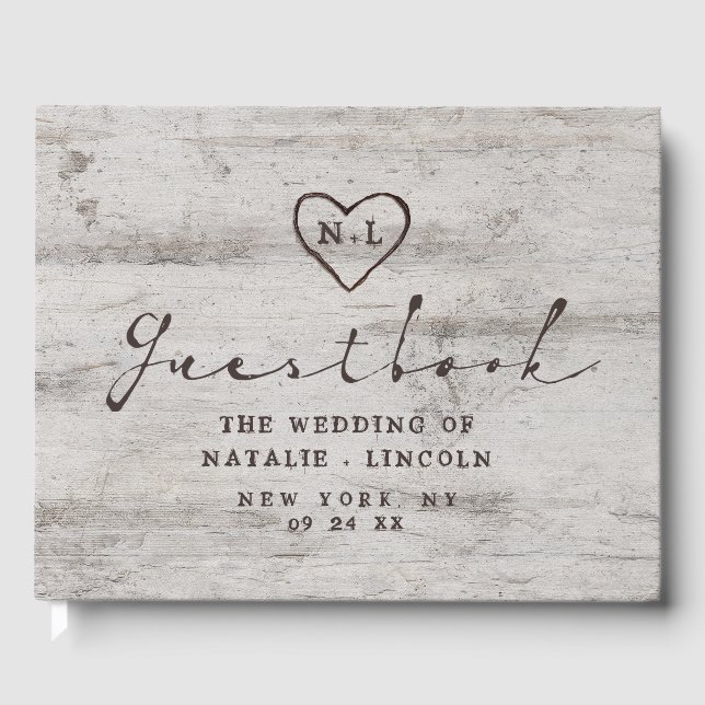 Libro De Visitas Boda de árbol de maderas de Birch Rústico de novia (Anverso)