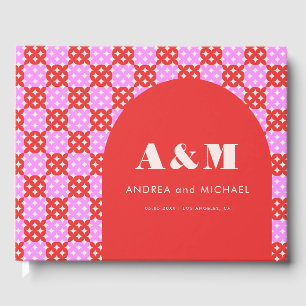 Libro De Visitas Boda de arco mod del siglo pasado rosa y rojo negr